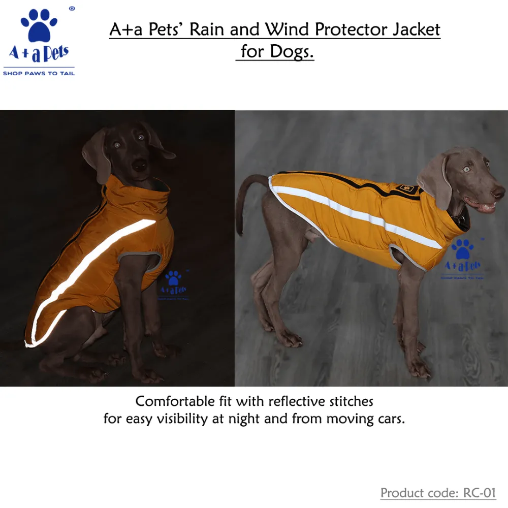 A Plus A Pets Luxurious Rain & Wind Protector Jacket for Dogs (Yellow)