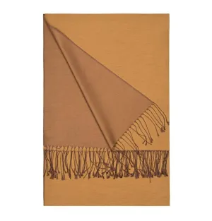 Aker Double-Sided Silk Shawl #368- Mustard / Brown