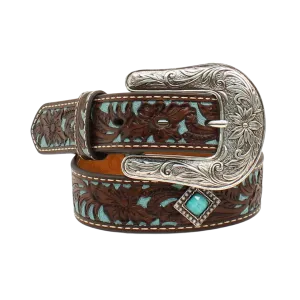 Ariat Girl's Leather Tooled Floral Concho Belt