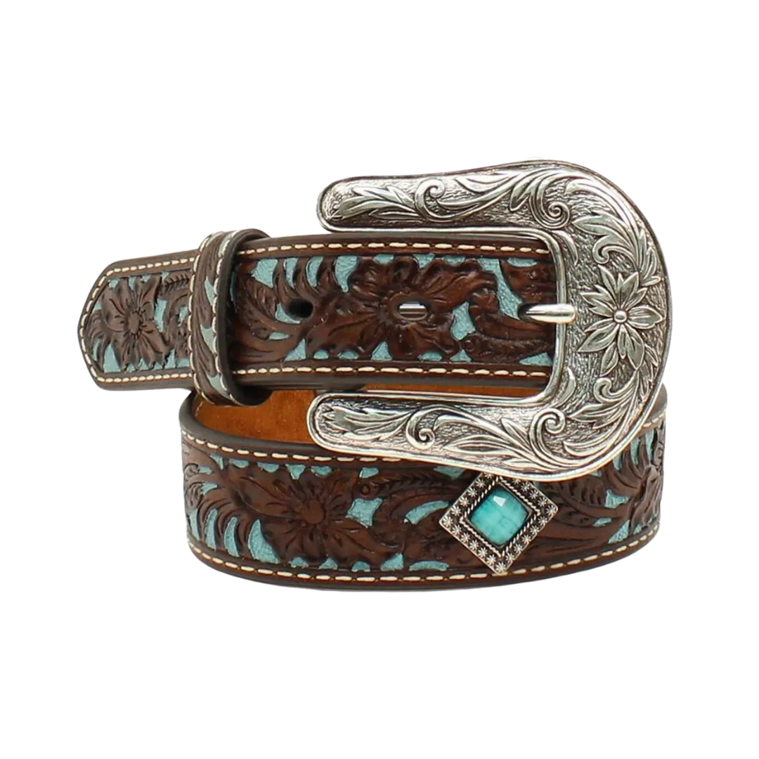 Ariat Girl's Leather Tooled Floral Concho Belt