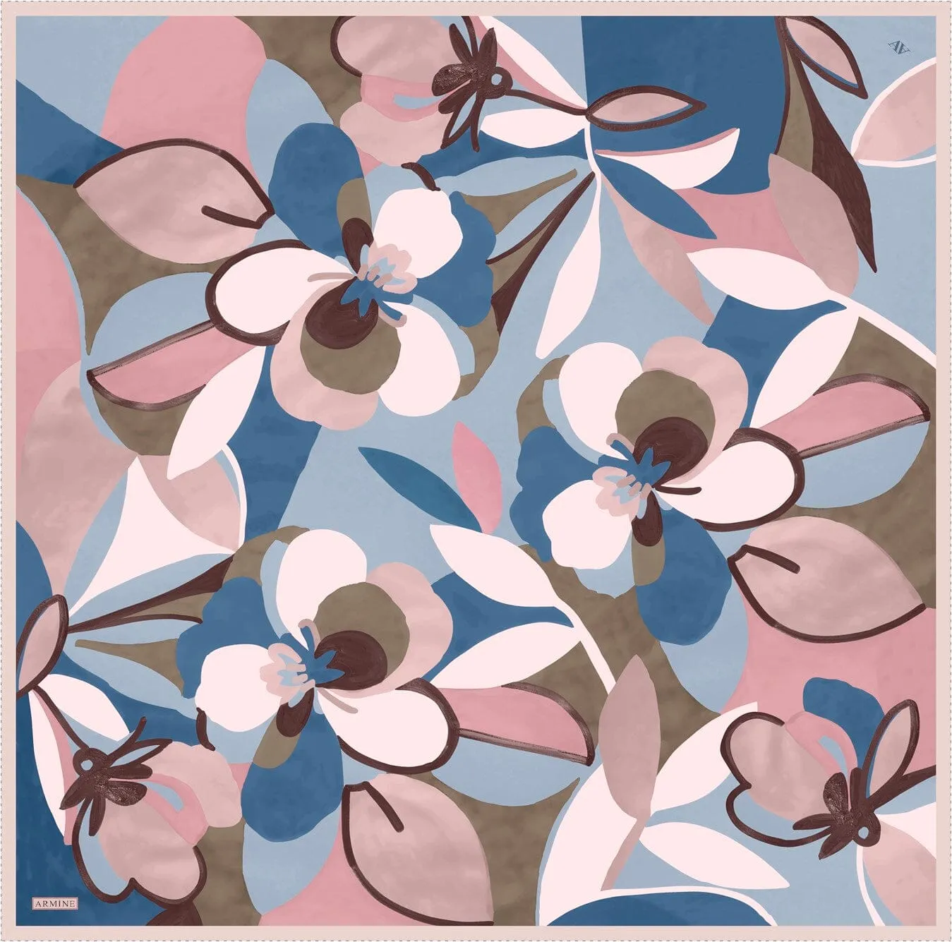 Armine Azure Floral Silk Scarf #32