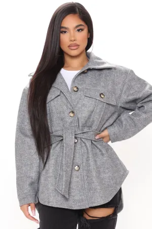 Back In Town Shacket - Heather Grey