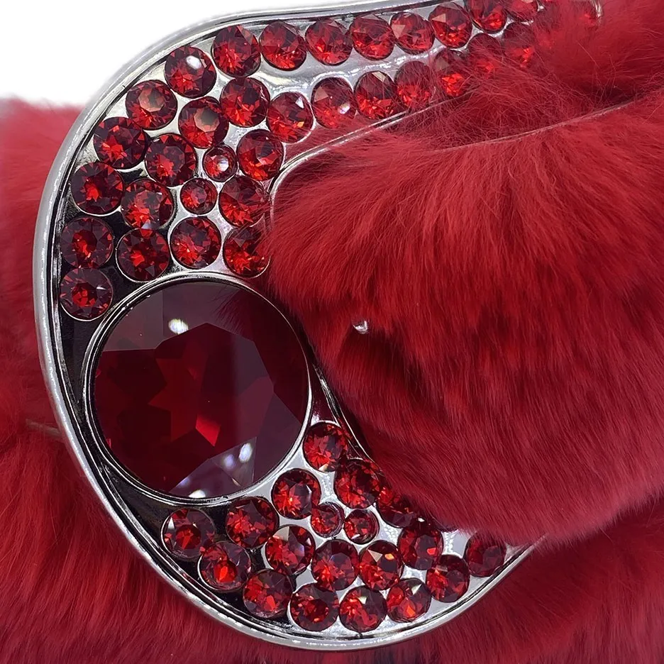 b.b. Simon Blood Red Fur Crystal Belt