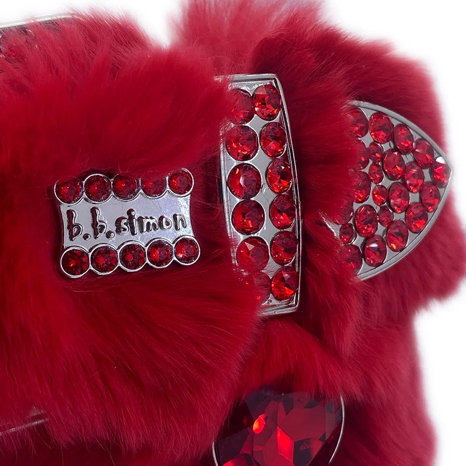 b.b. Simon Blood Red Fur Crystal Belt