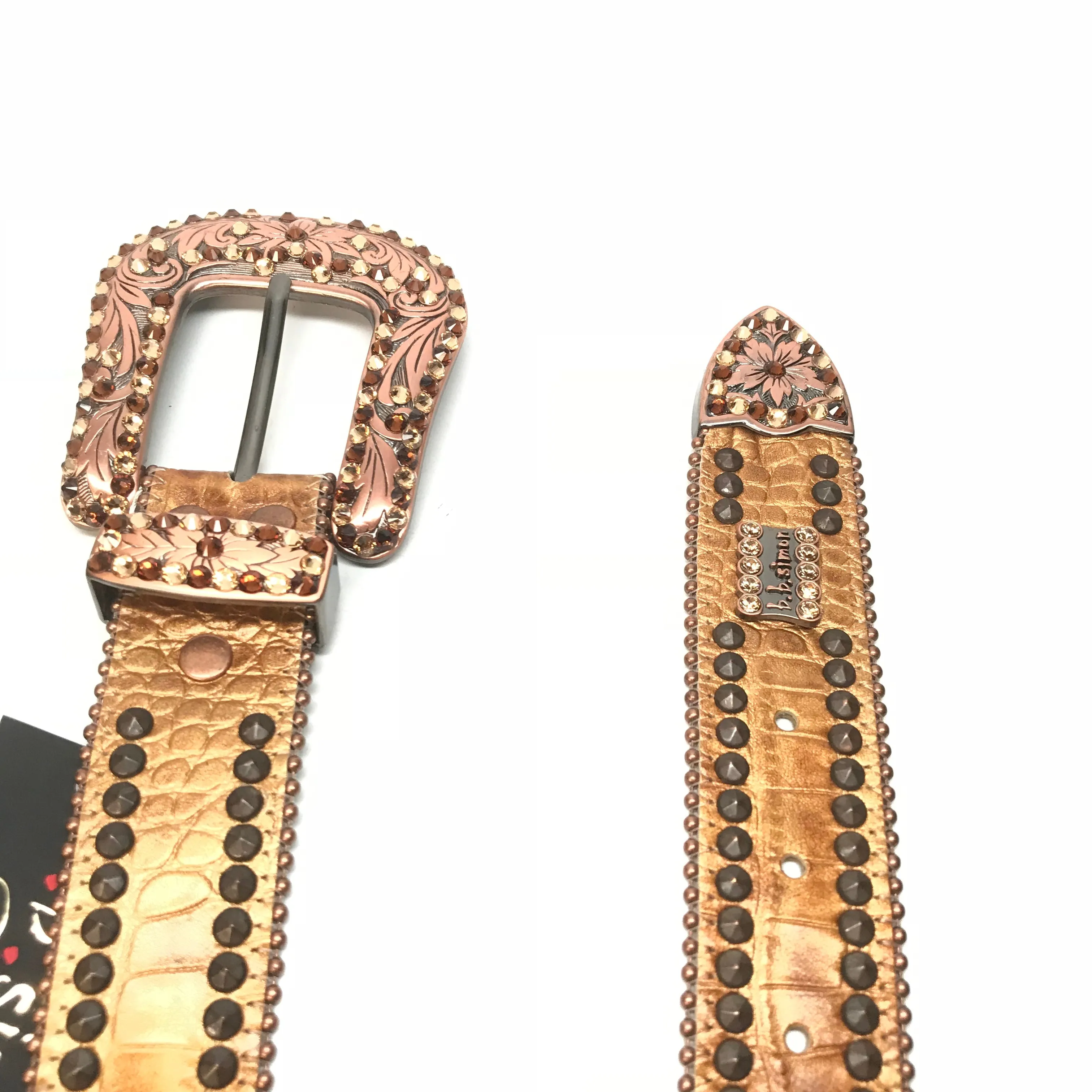 b.b. Simon 'Bronze Double Studded' Crystal Belt