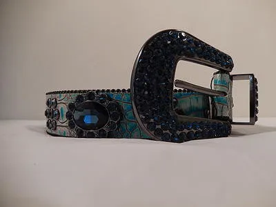 b.b. Simon Navy And Teal Crystal Belt