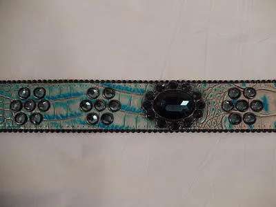 b.b. Simon Navy And Teal Crystal Belt