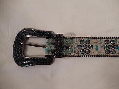 b.b. Simon Navy And Teal Crystal Belt