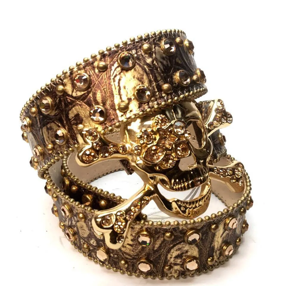 b.b. Simon "Majestic Gold Skull" Crystal Belt