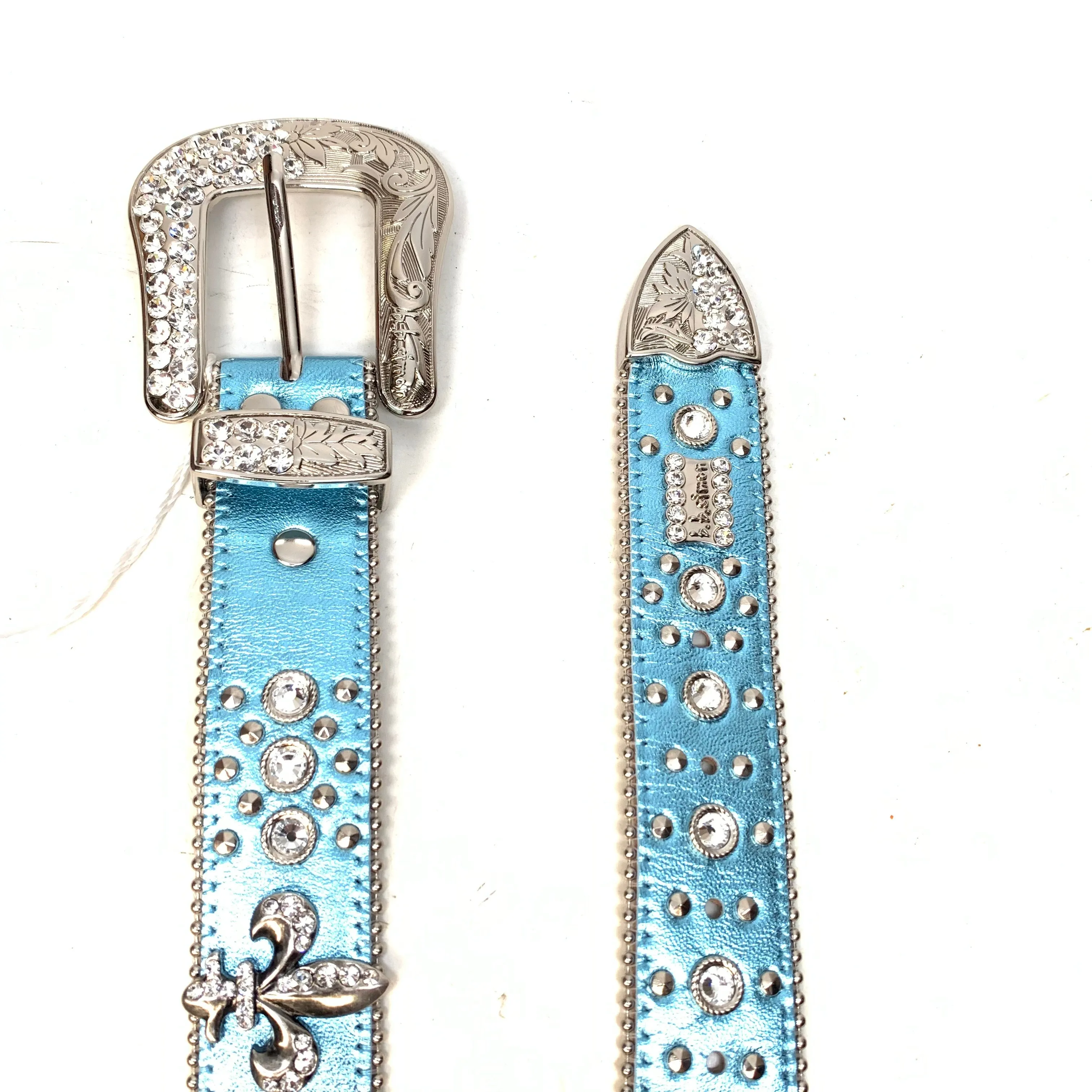 b.b. Simon Sea Blue fleur de lis Crystal Belt