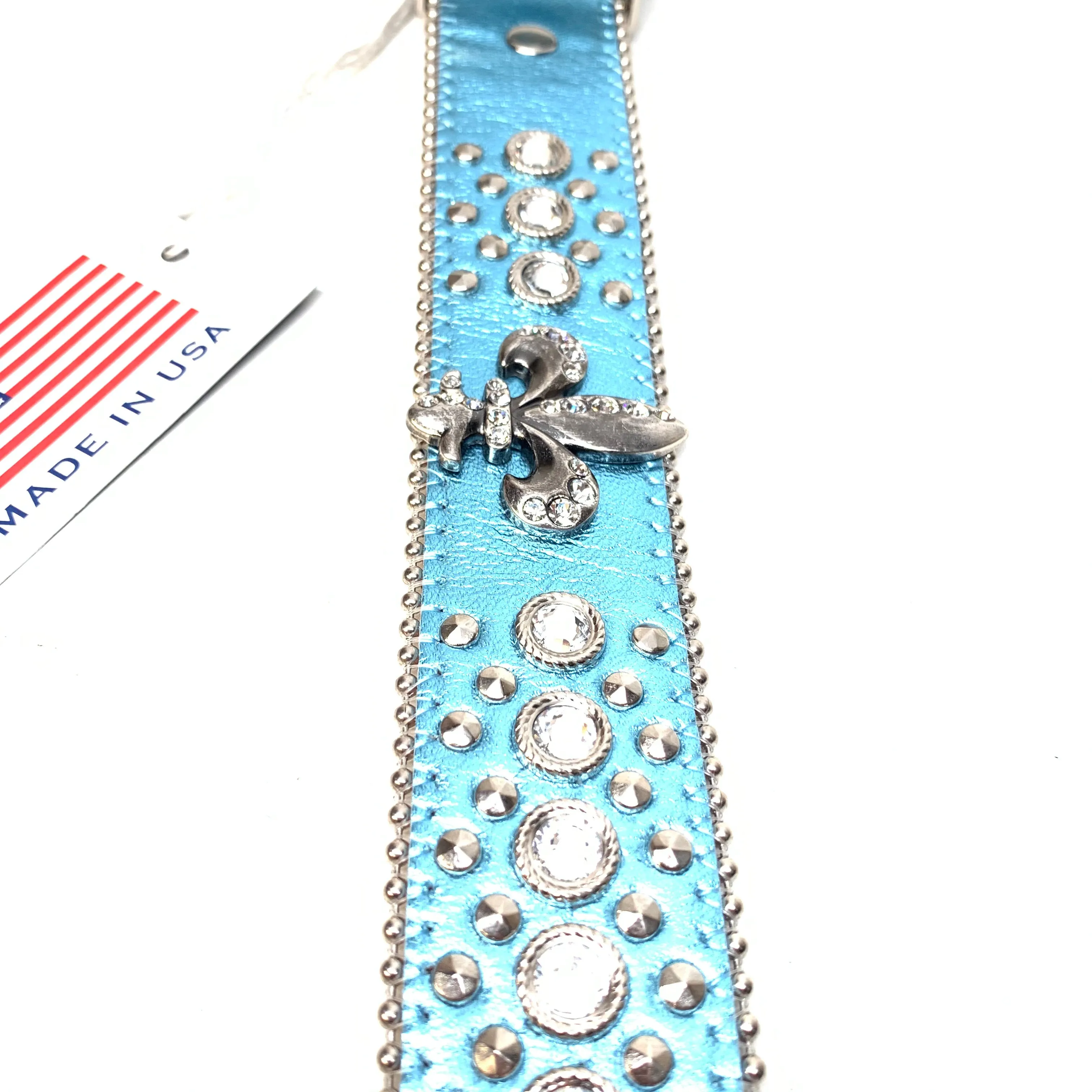 b.b. Simon Sea Blue fleur de lis Crystal Belt