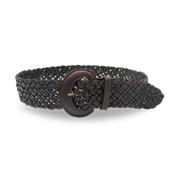 BELINDA - Womens Chocolate Leather Plaited Belt