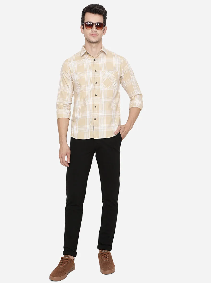 Biscotti Yellow Checked Slim Fit Semi Casual Shirt | Greenfibre