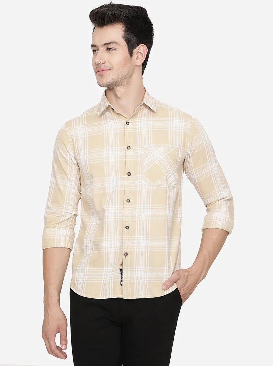 Biscotti Yellow Checked Slim Fit Semi Casual Shirt | Greenfibre