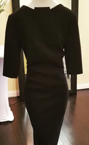 Black Center Highneck Dress with fitted 3/4 Sleeve