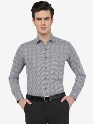 Blue & Grey Checked Slim Fit Formal Shirt | JadeBlue