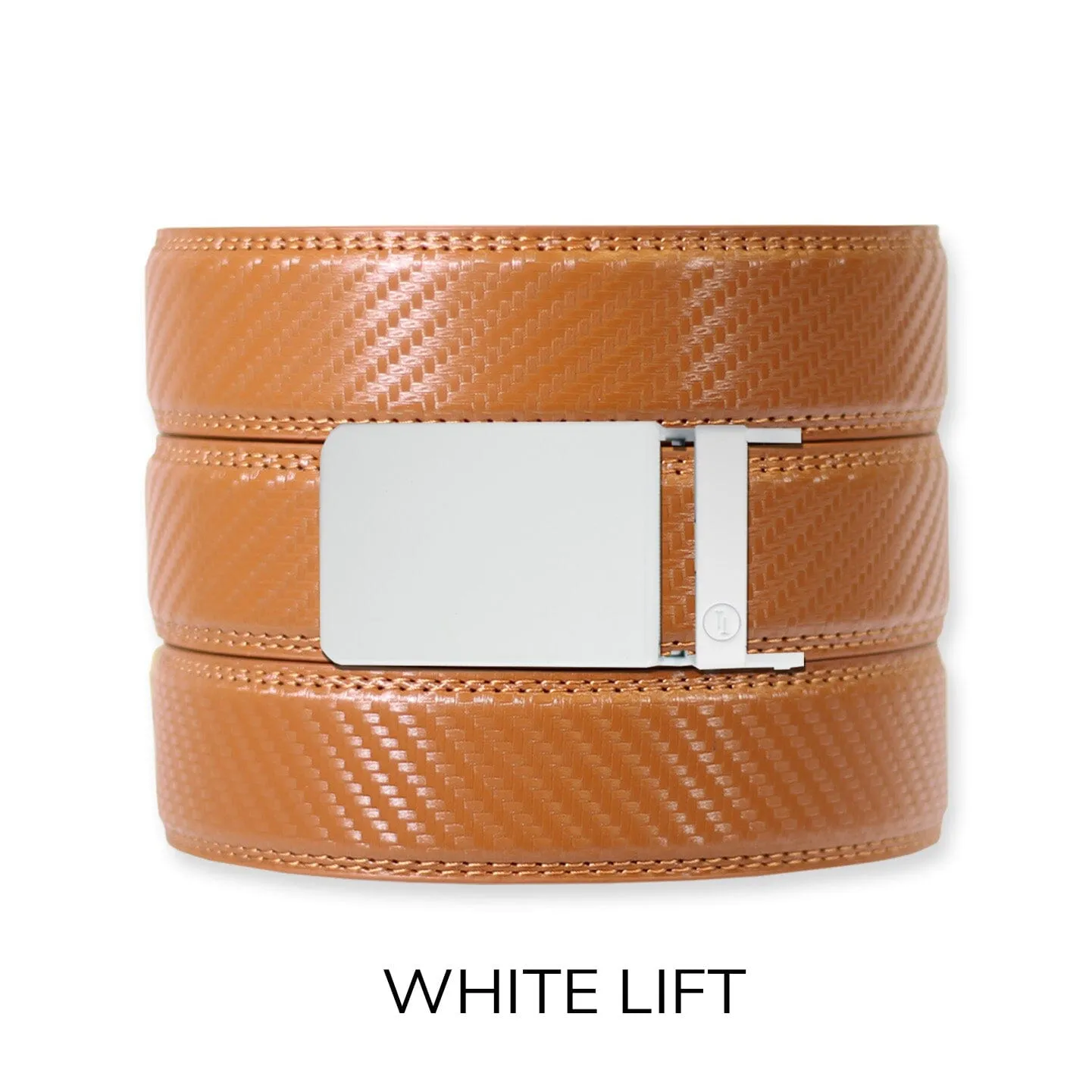 Carbon British Tan Leather Ratchet Belt & Buckle Set