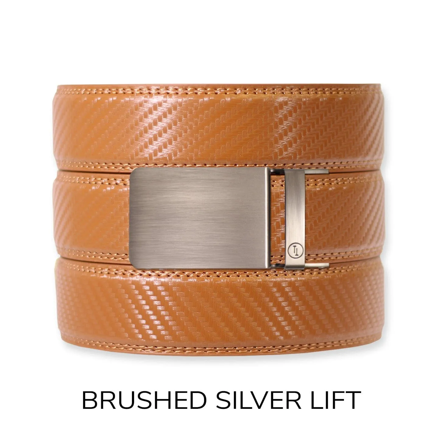 Carbon British Tan Leather Ratchet Belt & Buckle Set