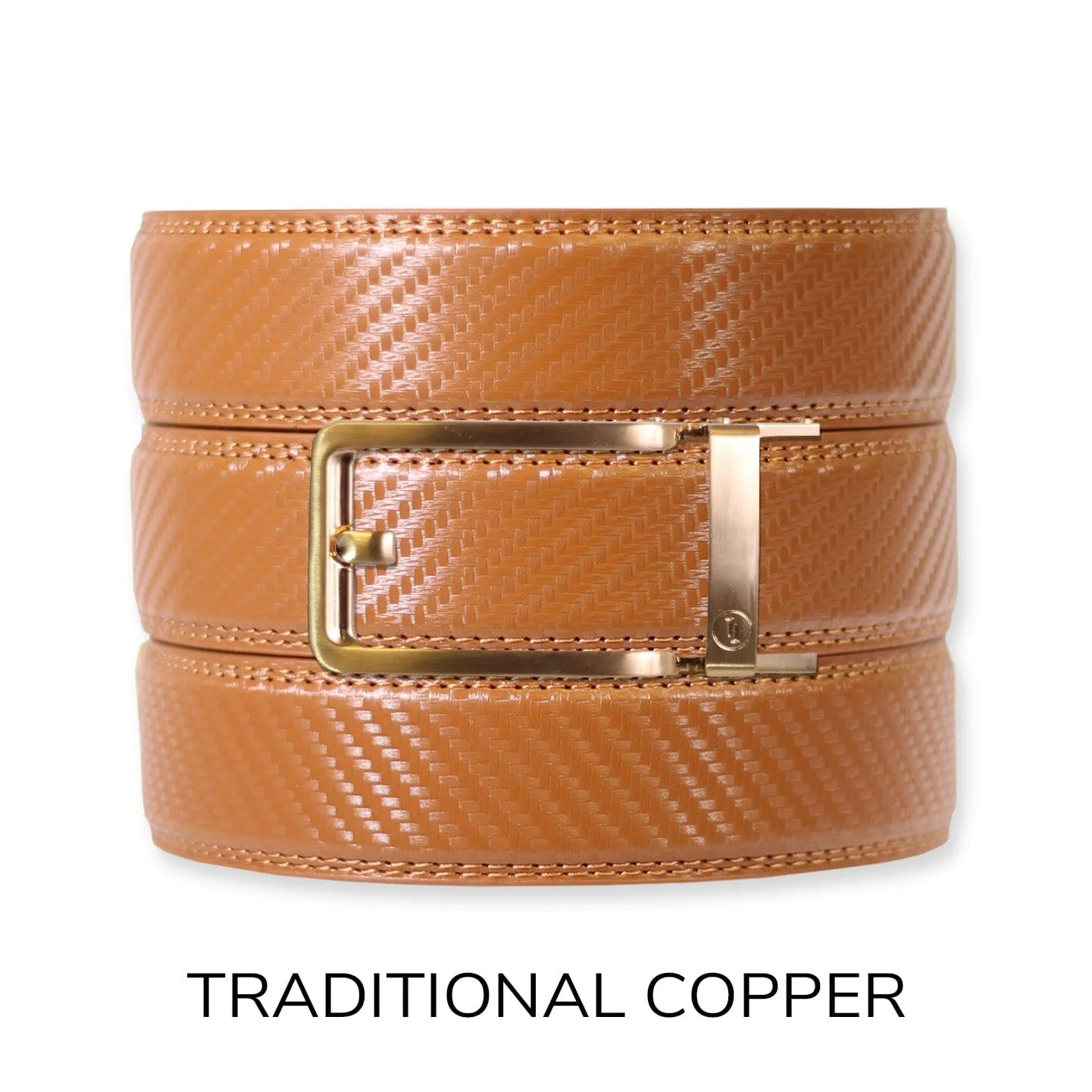 Carbon British Tan Leather Ratchet Belt & Buckle Set