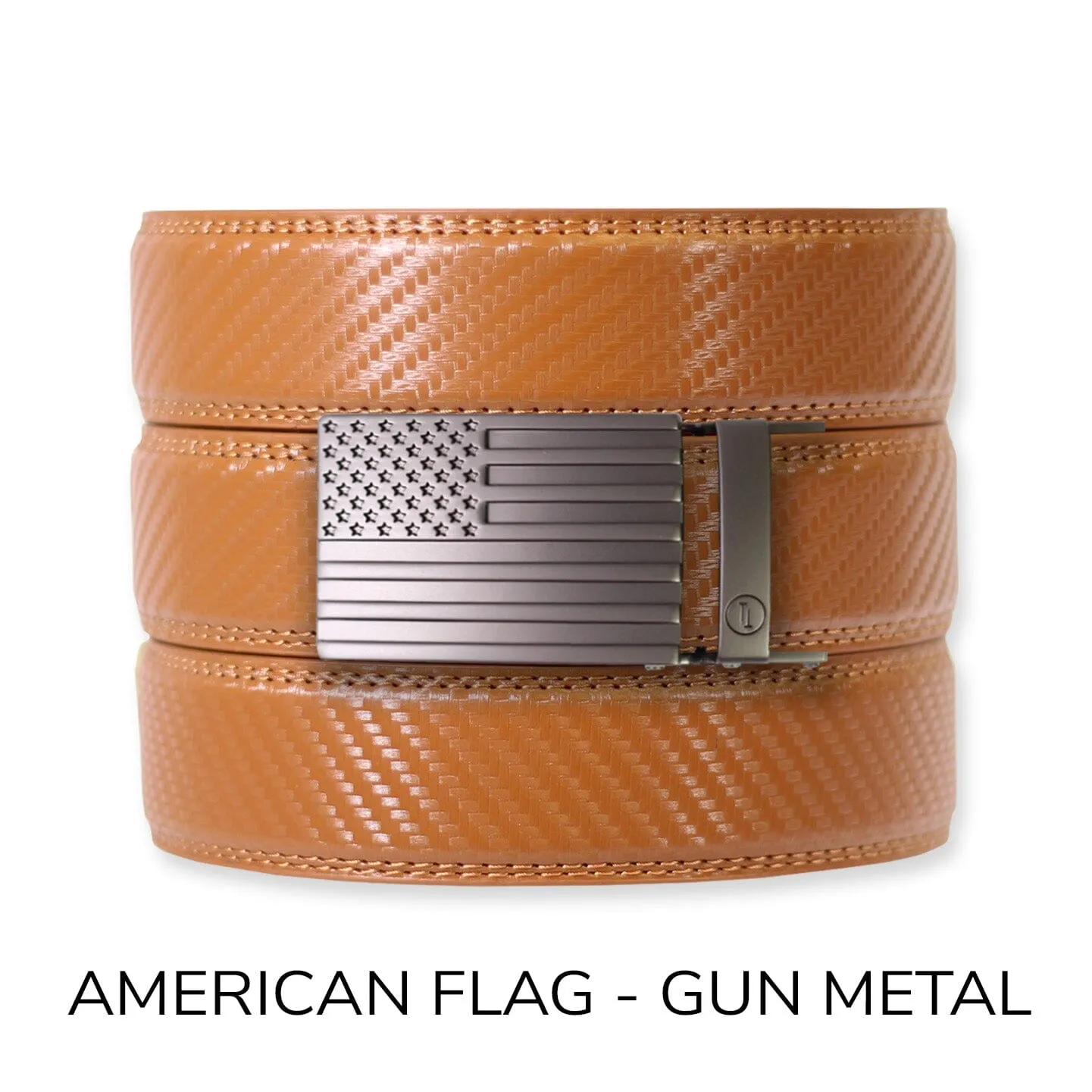 Carbon British Tan Leather Ratchet Belt & Buckle Set