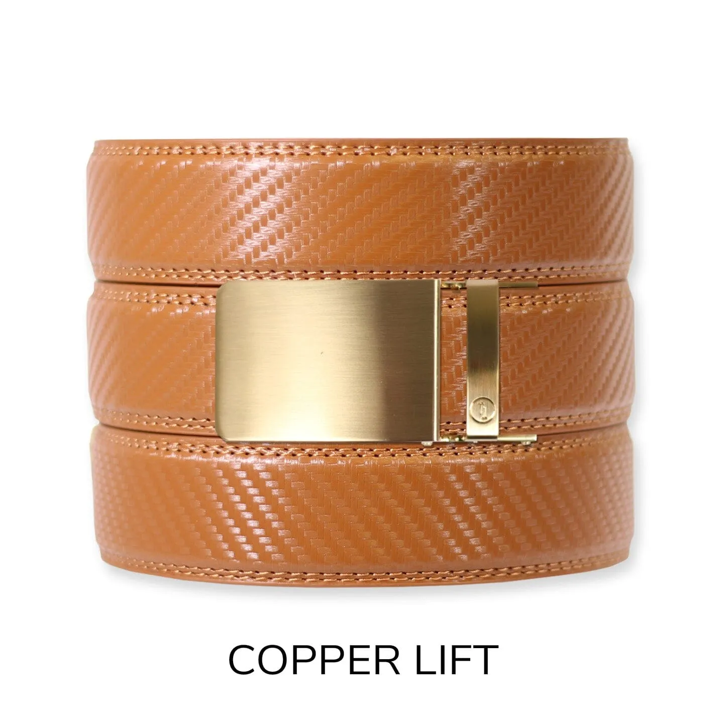 Carbon British Tan Leather Ratchet Belt & Buckle Set