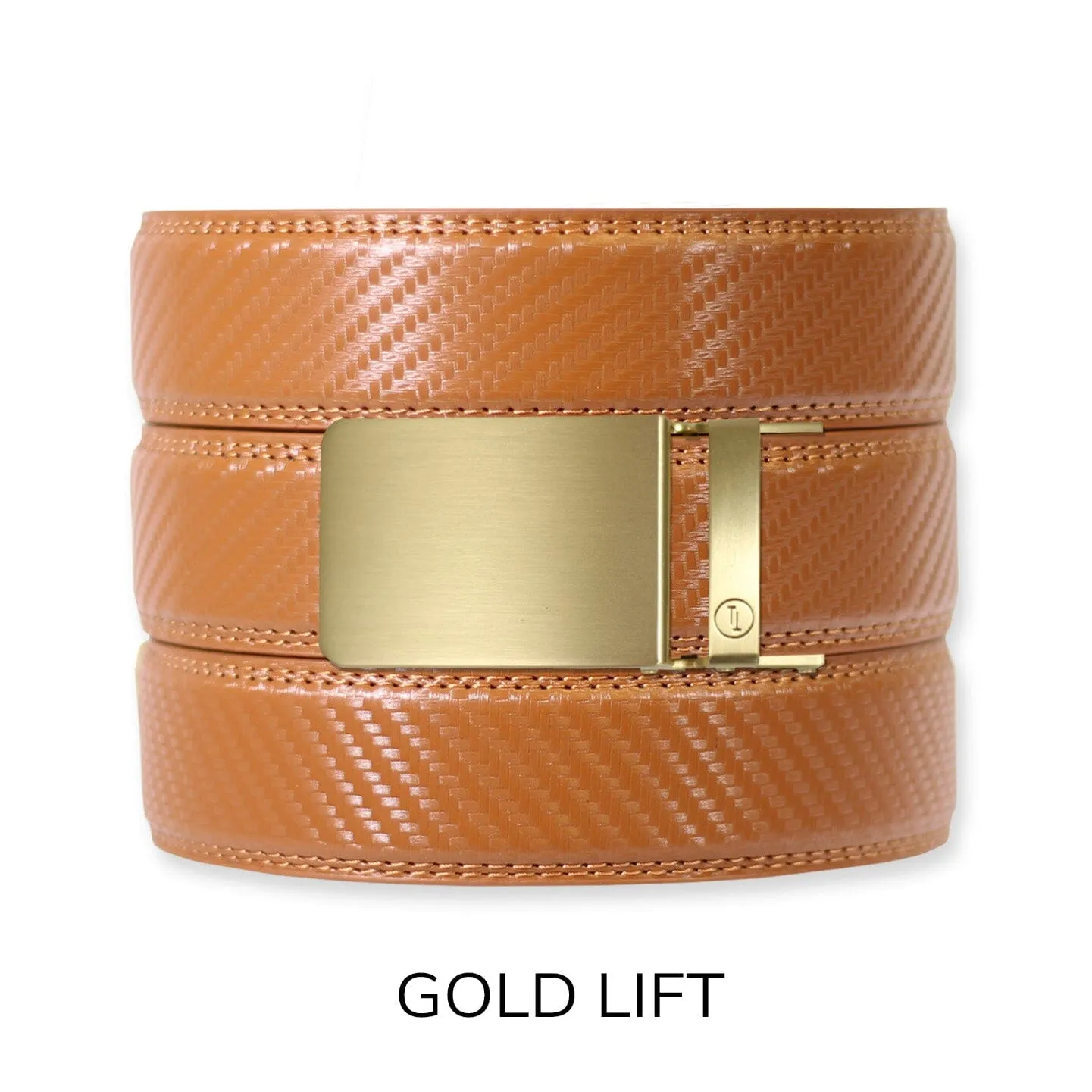 Carbon British Tan Leather Ratchet Belt & Buckle Set