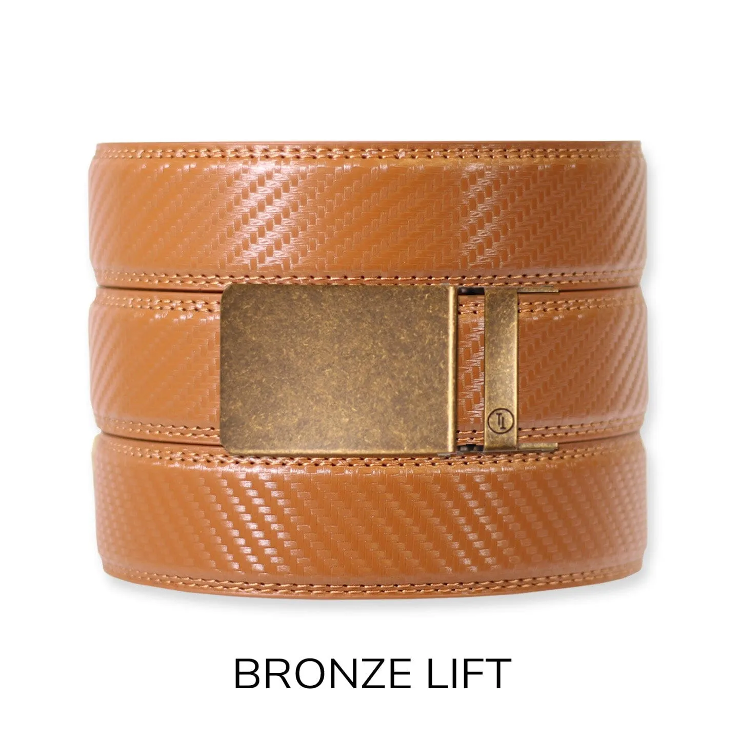 Carbon British Tan Leather Ratchet Belt & Buckle Set