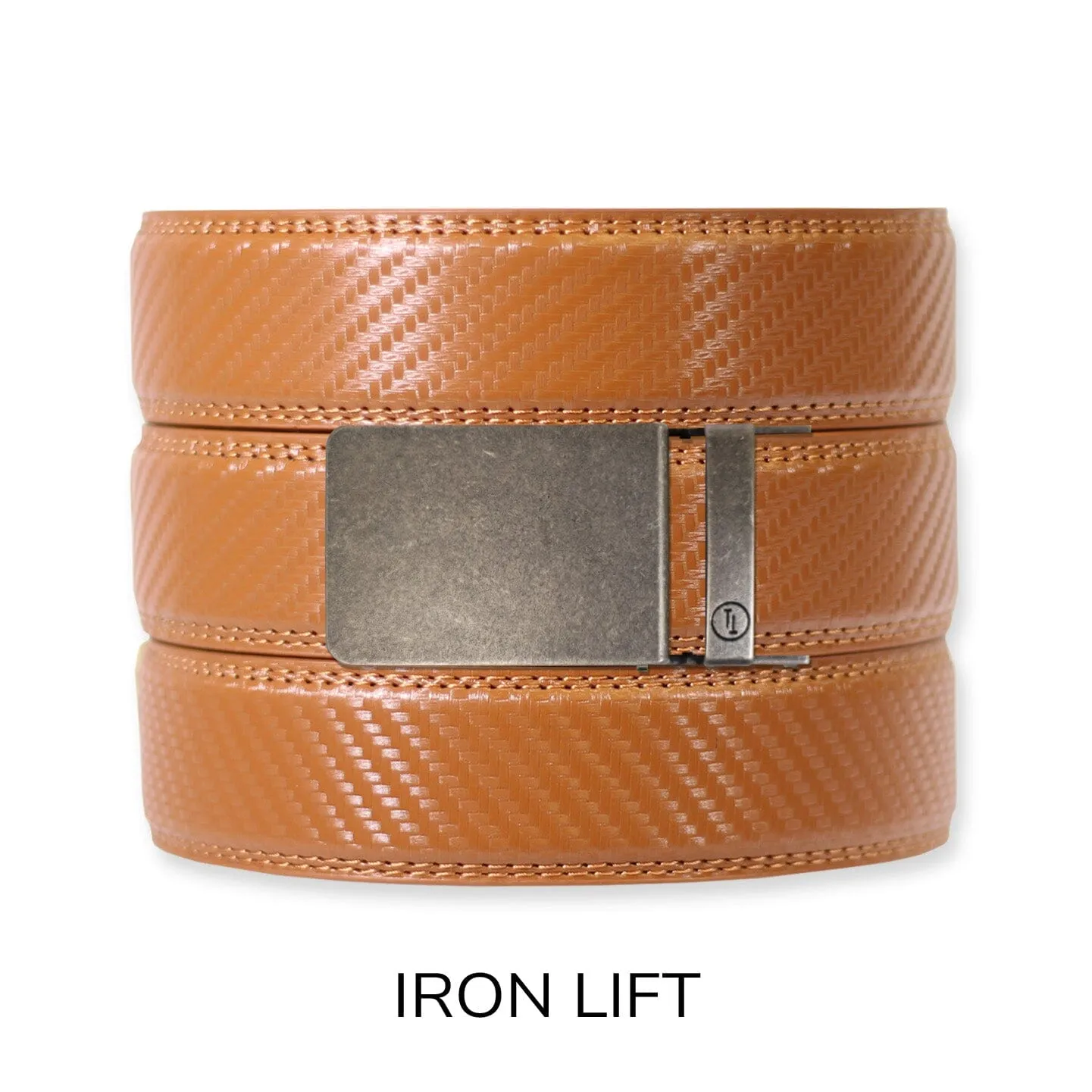 Carbon British Tan Leather Ratchet Belt & Buckle Set