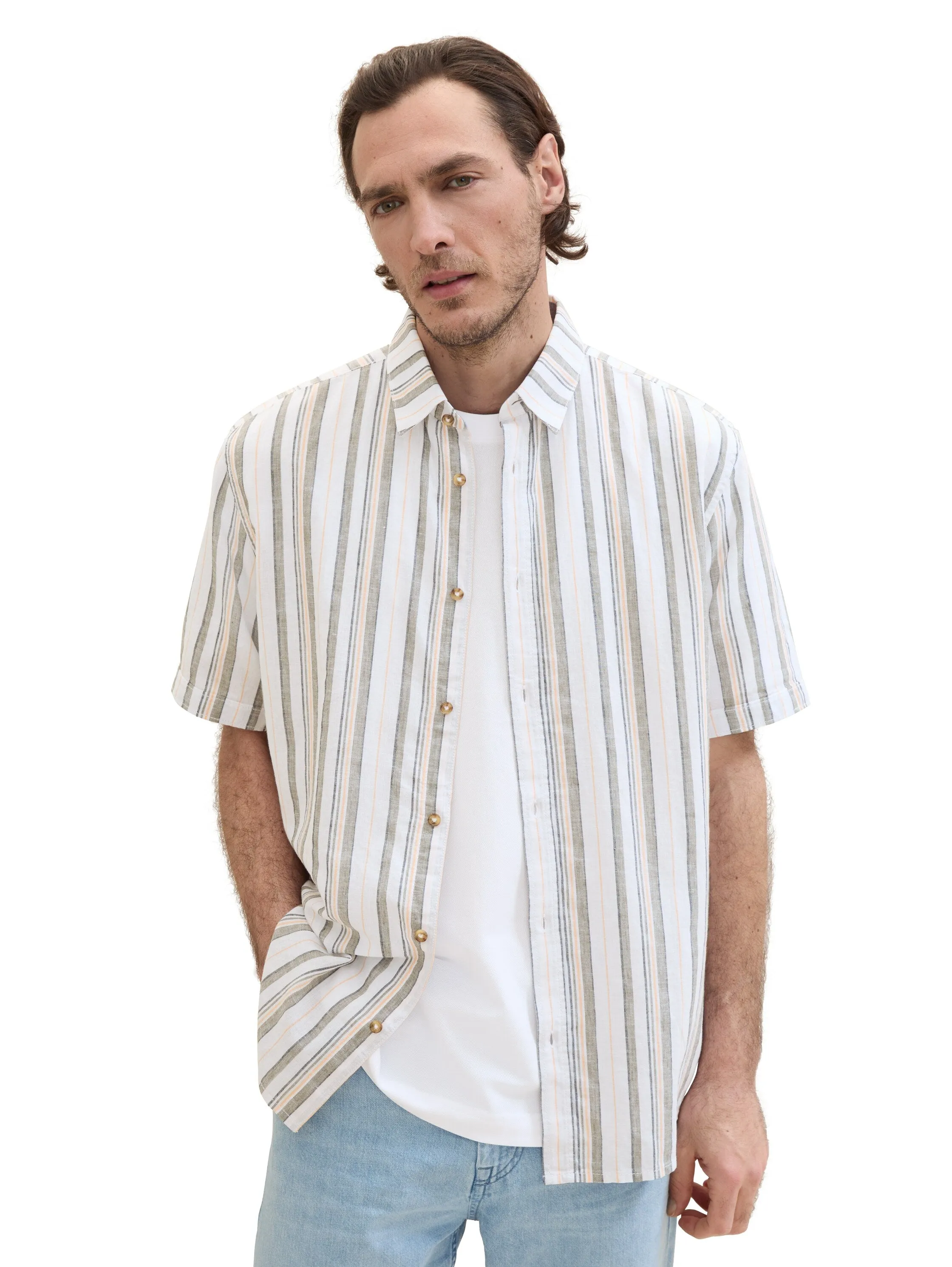 CHECKED COTTON LINEN SHIRT