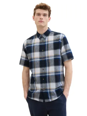 CHECKED COTTON LINEN SHIRT