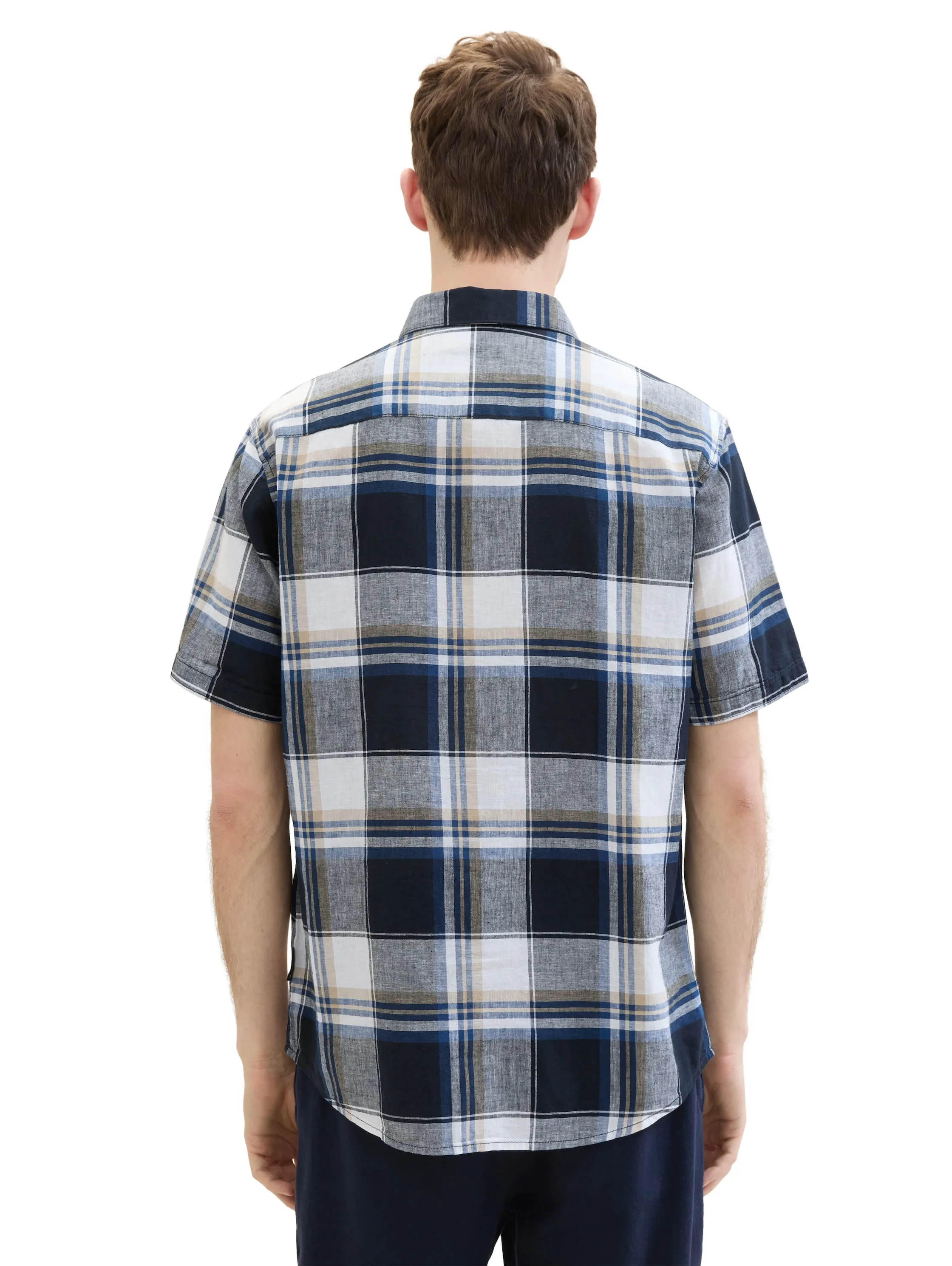 CHECKED COTTON LINEN SHIRT