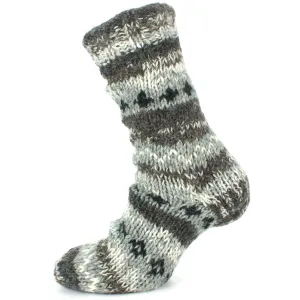 Chunky Wool Knit Abstract Pattern Fleece Lined Socks - 17 Grey