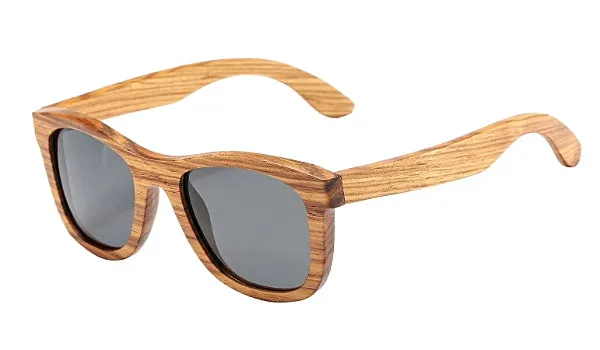 Classy Men Grey Polarized Bamboo Wood Sunglasses