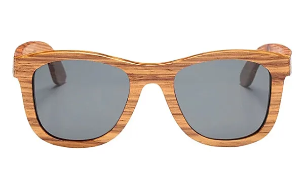 Classy Men Grey Polarized Bamboo Wood Sunglasses