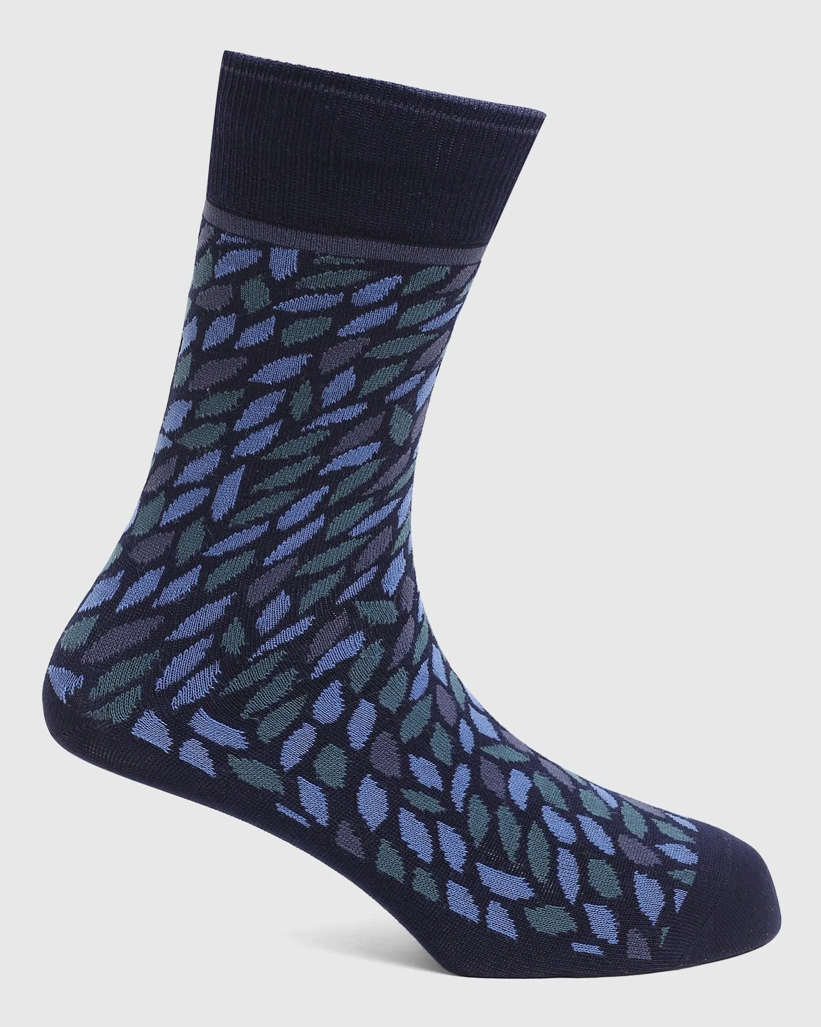 Cotton Navy Printed Socks - Qias