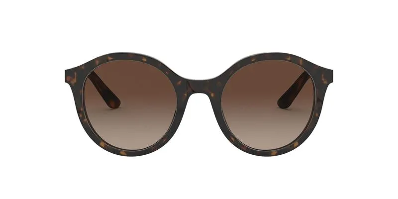 Dolce & Gabbana Phantos Round Havana Frame - Brown Gradient Lens - Non Polarized Sunglasses