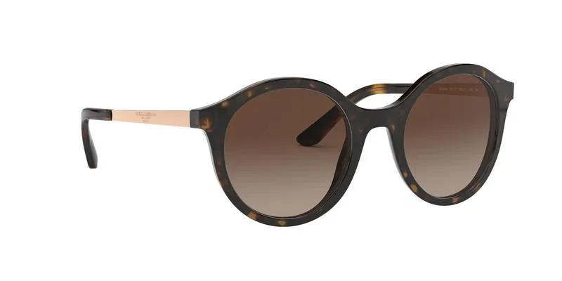 Dolce & Gabbana Phantos Round Havana Frame - Brown Gradient Lens - Non Polarized Sunglasses