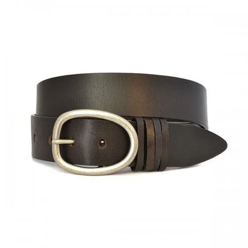 EDWIN - Mens Dark Brown Leather Dress Belt