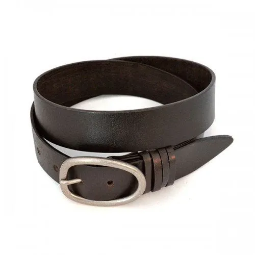 EDWIN - Mens Dark Brown Leather Dress Belt