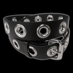 Funk Plus - Large Silver Eyelet Black Belt