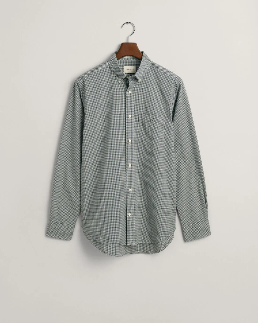 GANT - Regular Fit Micro Checked Poplin Shirt, Forest Green