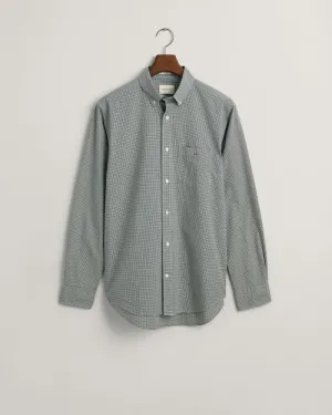 GANT - Regular Fit Micro Checked Poplin Shirt, Forest Green