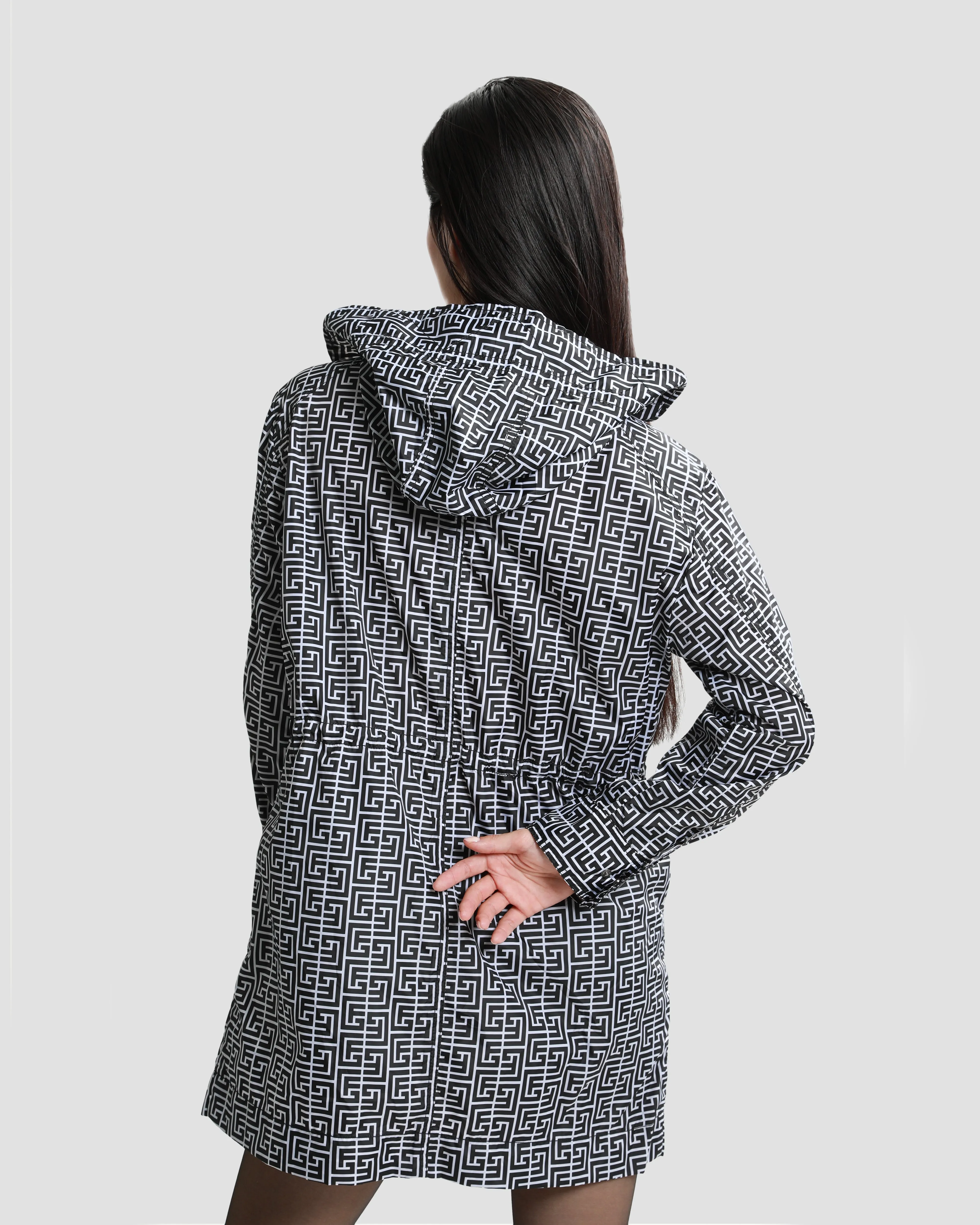 Geometric Monogram Overcoat Jacket