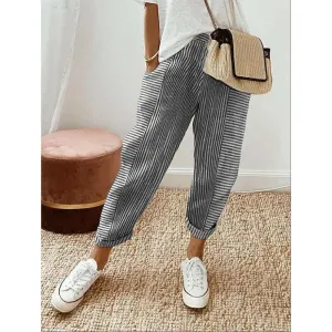 Glow Chic's Striped Print Loose Casual Trousers