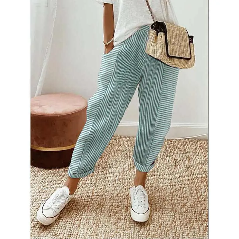 Glow Chic's Striped Print Loose Casual Trousers