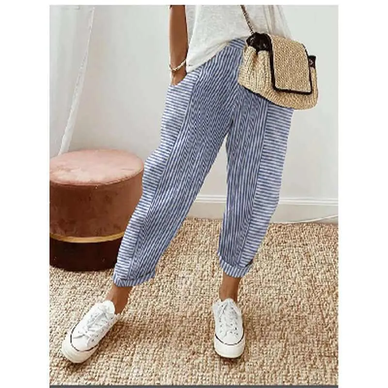 Glow Chic's Striped Print Loose Casual Trousers