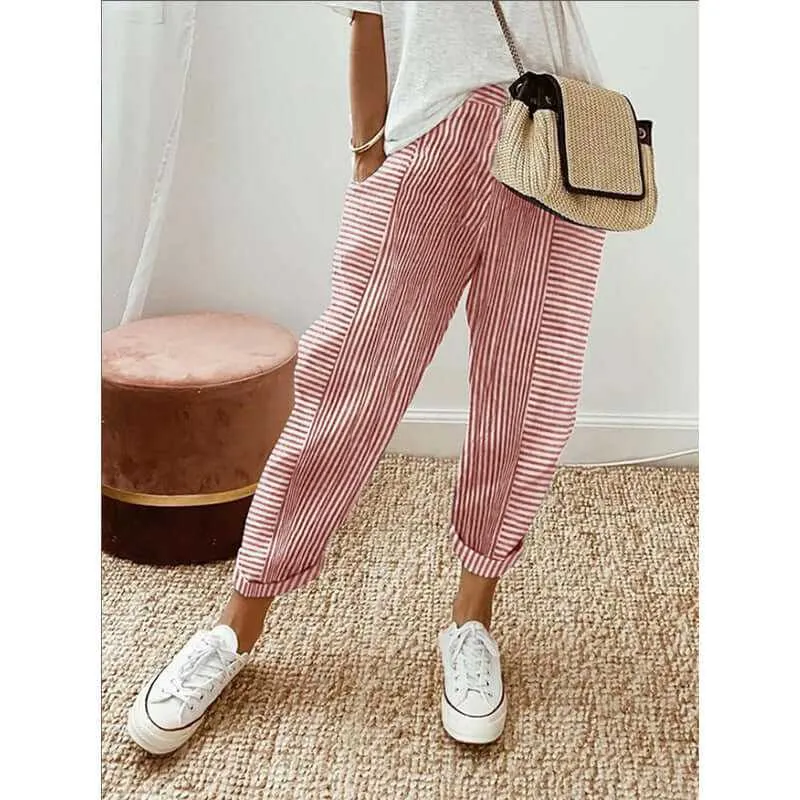 Glow Chic's Striped Print Loose Casual Trousers