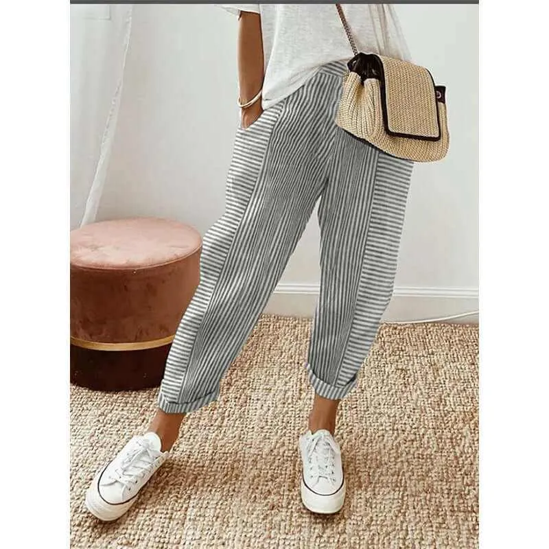 Glow Chic's Striped Print Loose Casual Trousers