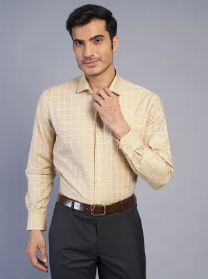 Golden Checked Regular Fit Formal Shirt | JadeBlue