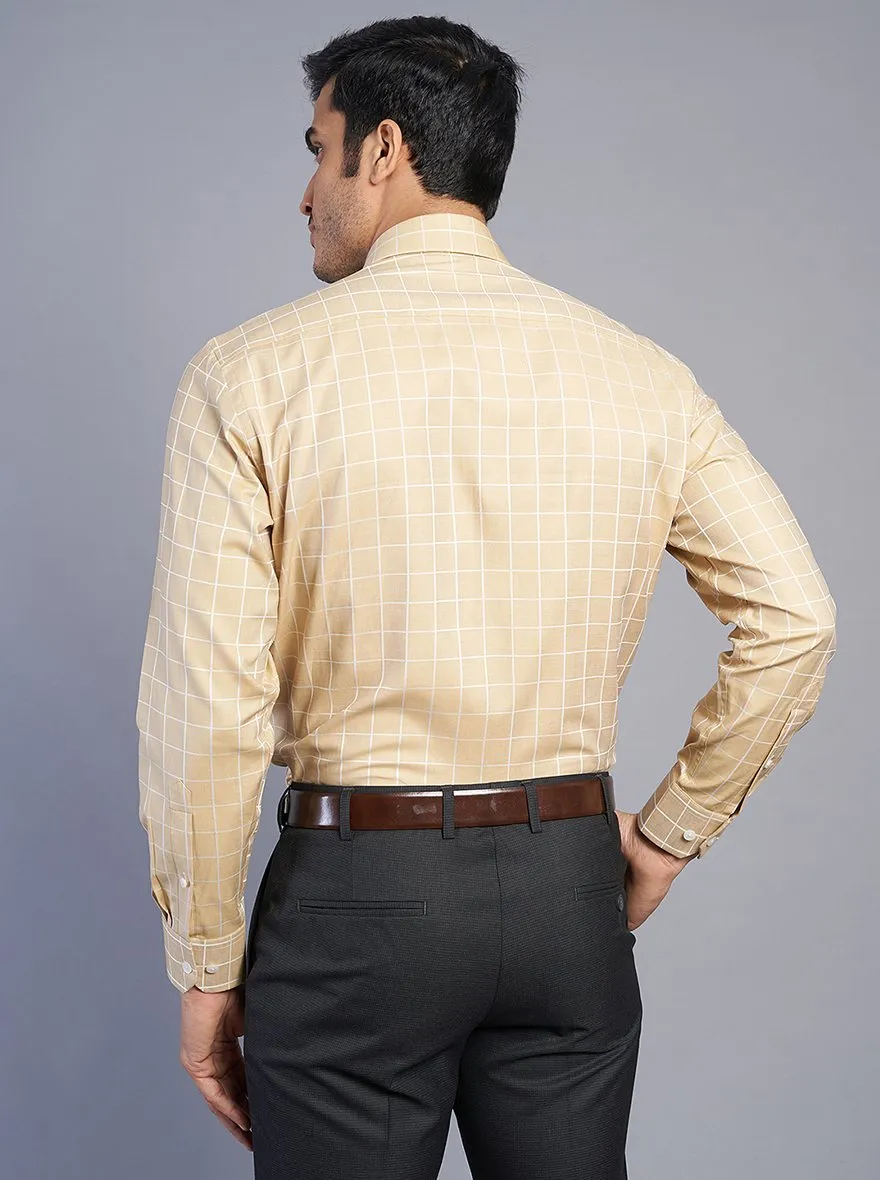 Golden Checked Regular Fit Formal Shirt | JadeBlue